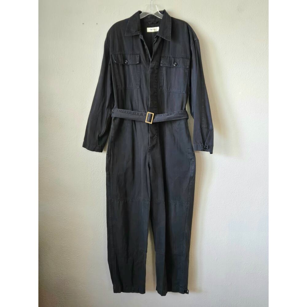 Buck Mason Baja Twill Studio Jumpsuit Medium Black Long Sleeve Cotton Utility - Picture 2 of 12